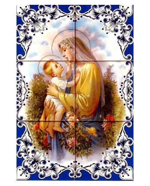 Azulejos con la imagen de Nuestra Señora con el niño