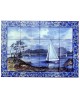 Tiles with the image of landscape with boats