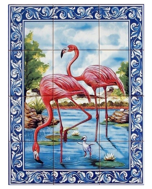 Azulejos com imagem﻿ de flamingos