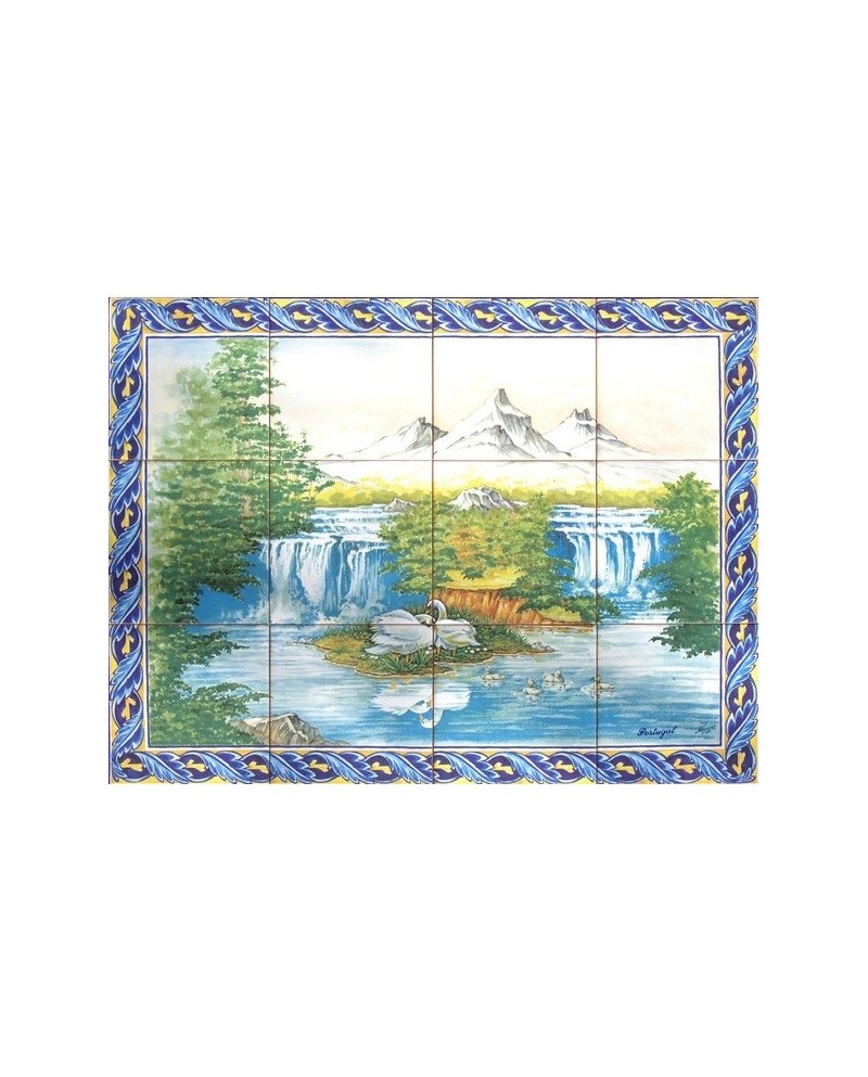 Tiles with the image of mountains