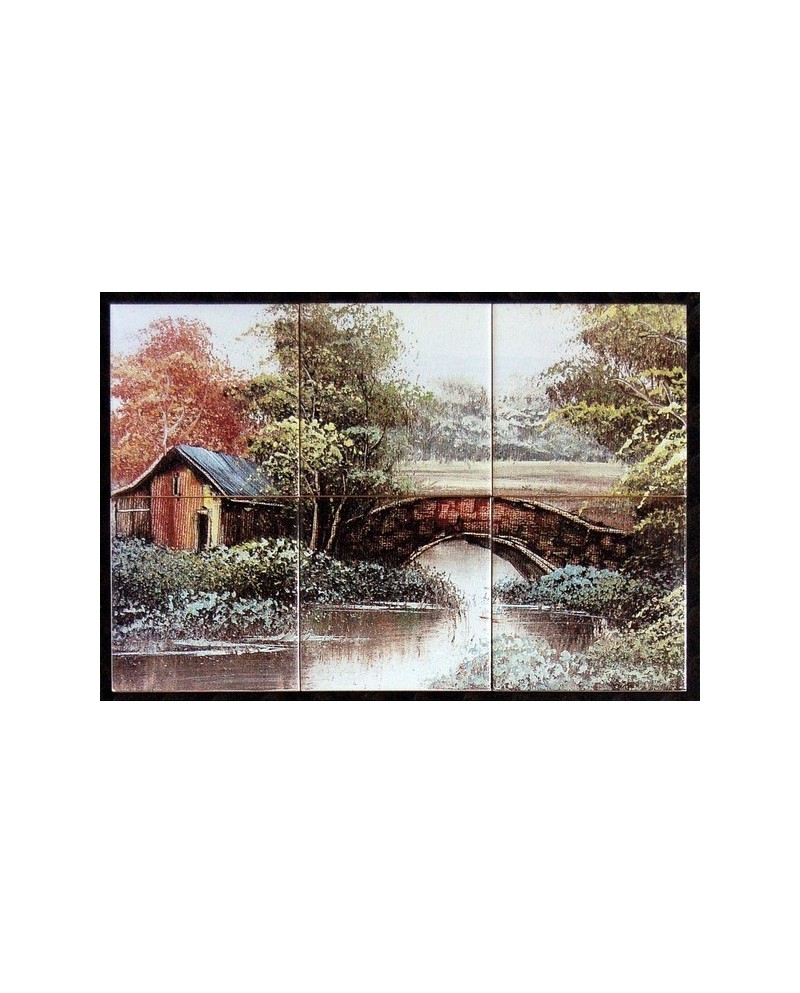 Tiles with the image of country bridge