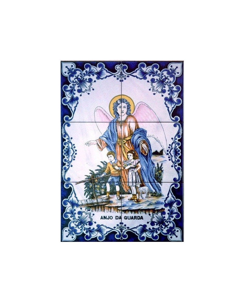 Azulejos con una imagen del Ángel de la Guarda