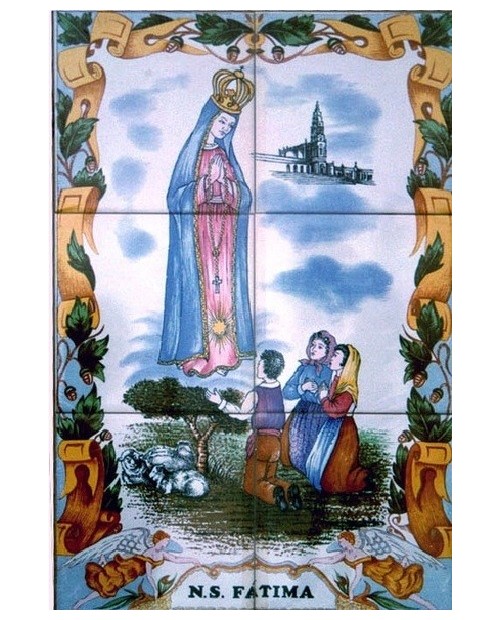 Azulejos con la imagen de Nuestra Señora de Fátima