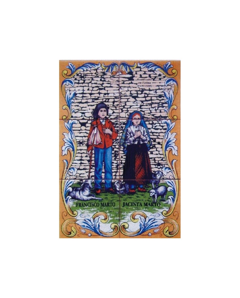 Piastrelle con l'immagine dei pastorelli Francisco e Jacinta