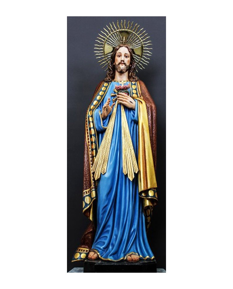 Wooden statue of Sacred Heart of Jesus﻿