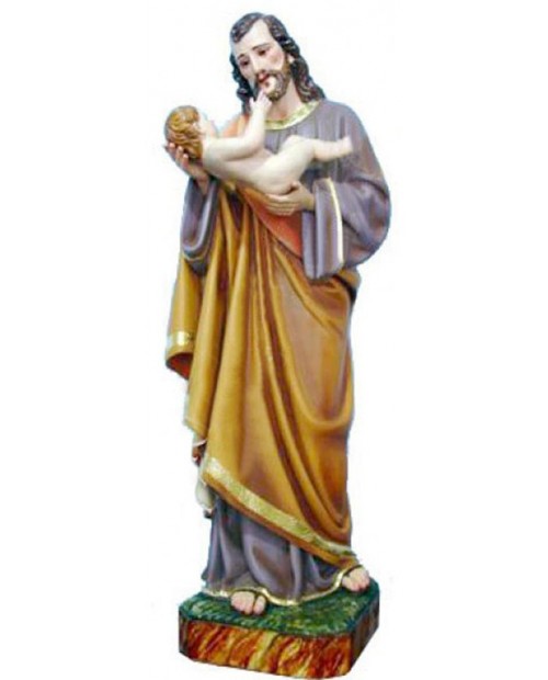 Estatua de madera de San José con el Niño Jesús﻿