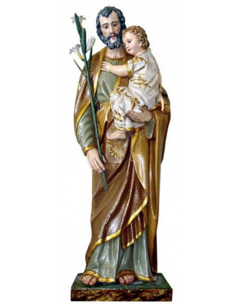 Statua in legno de ﻿﻿San Giuseppe con Gesù bambino﻿