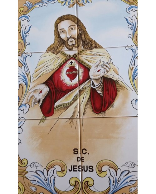 Azulejos com imagem﻿ do Sagrado Coração de Jesu﻿s