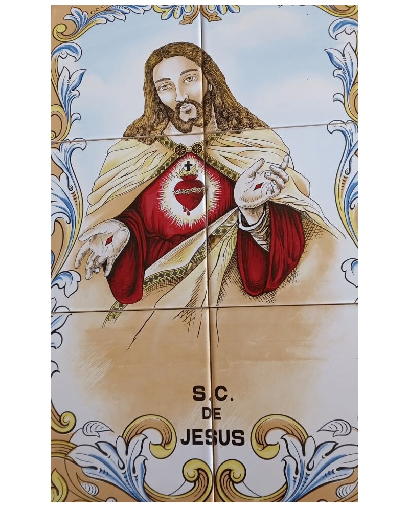 Tiles with an image of the Sacred Heart of Jesus