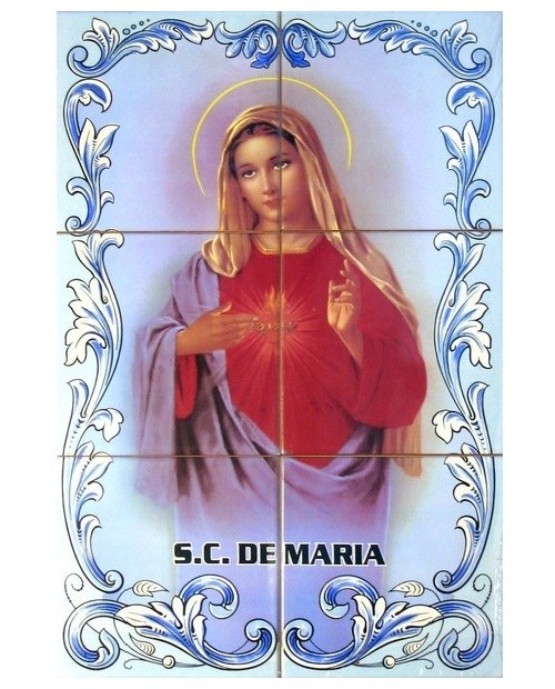 Azulejos com imagem﻿ do Sagrado Coração de Maria