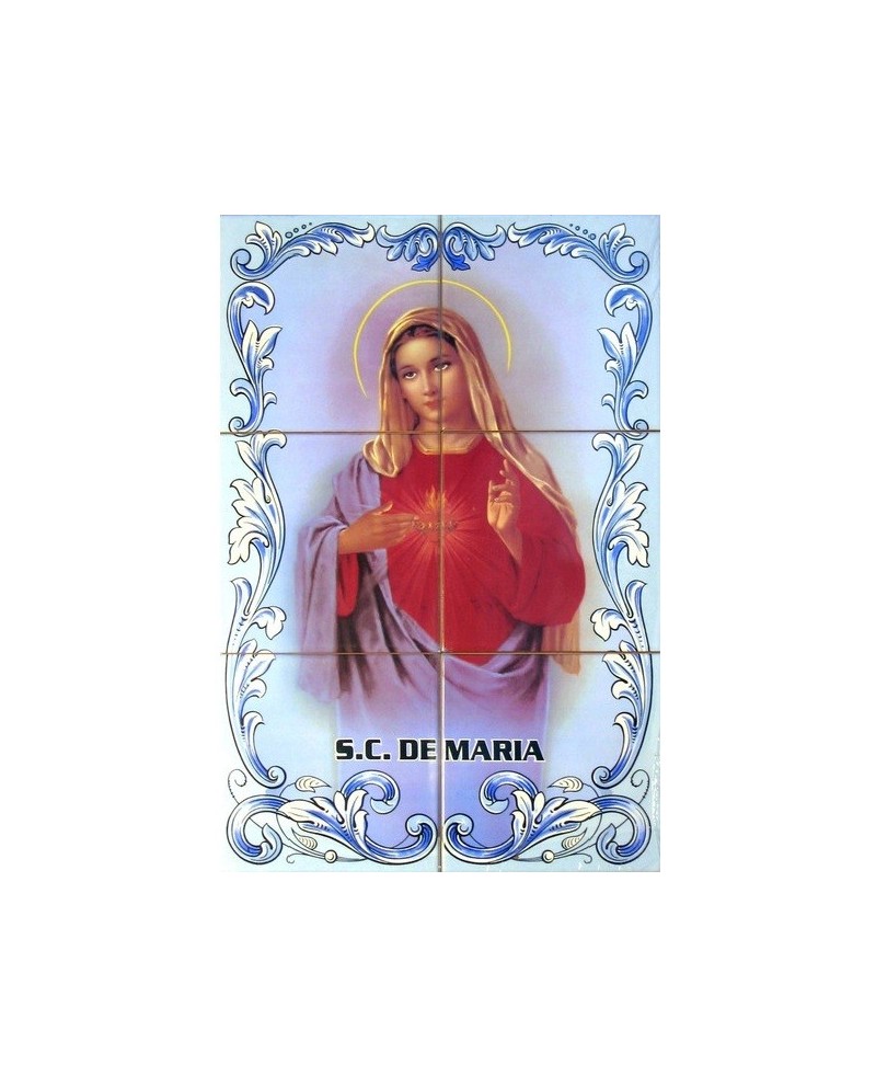 Azulejos con una imagen del Sagrado Corazón de María