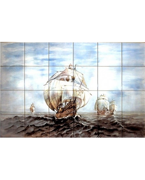 Tiles with image of caravel﻿﻿﻿