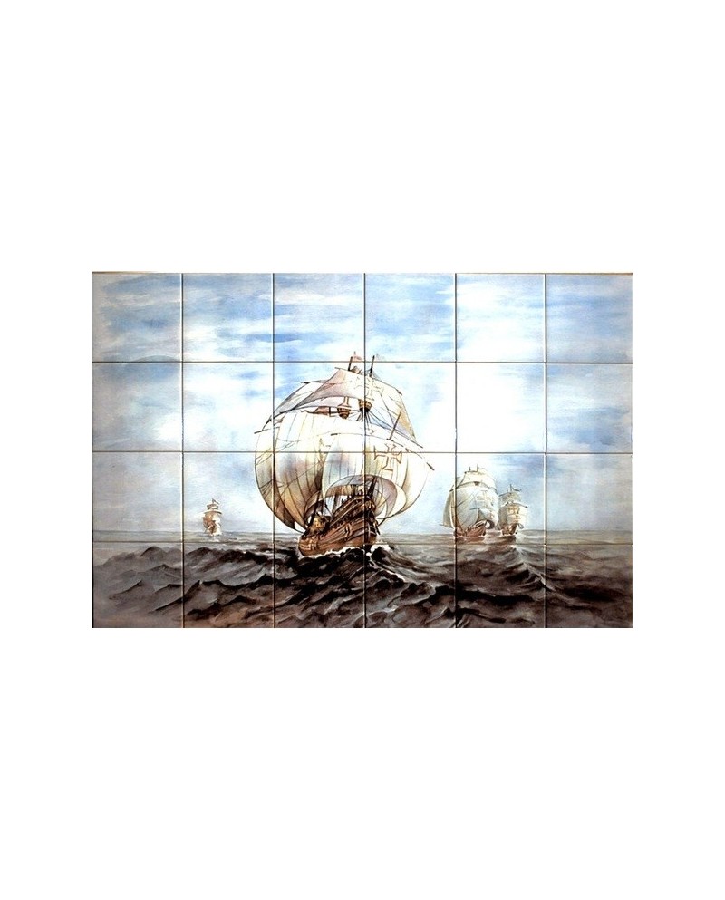 Tiles with the image of caravel﻿﻿﻿